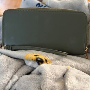 Olive Green Zip-Around Wristlet Wallet - Women's Bag
